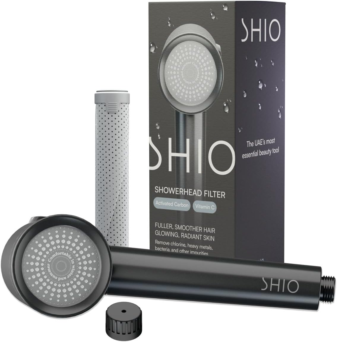 سر دوش فیلتردار حمام SHIO مدل Graphite Grey | ضد کلر و تقویت‌کننده پوست و مو